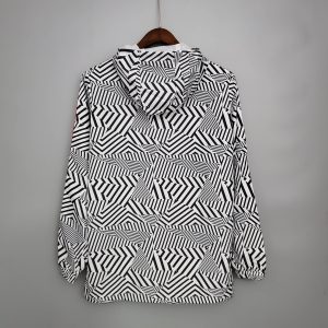 2021/2022 Manchester United Jersey Windbreaker Black-White Stripes