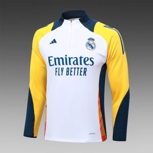 2024/2025 Real Madrid Half-Pull Training Suit White Football Shirt 1:1 Thai Quality