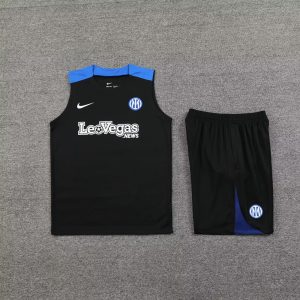 2024/2025 Inter Milan pre-match training Black Jersey+Shorts 1:1 Thai Quality