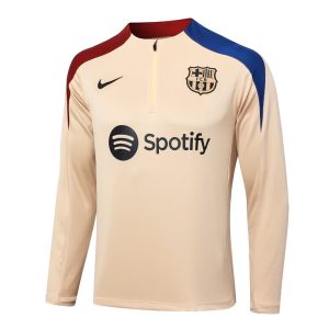 2024/2025 Barcelona Half-Pull Training Suit Earthy Yellow Football Shirt 1:1 Thai Quality