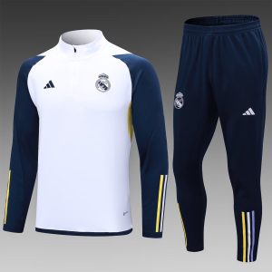 2023/2024 Real Madrid Half-Pull Training Suit White Football Shirt 1:1 Thai Quality