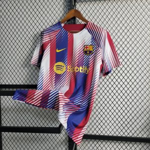 2023/2024 Barcelona Training Wear Red White Blue Jersey